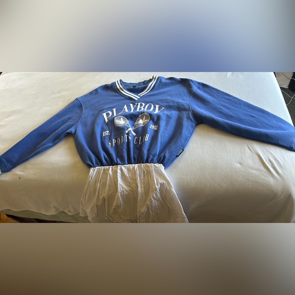 Missguided Playboy X Navy Sports Club Tennis Sweater Dress Size US 0 - Picture 2 of 5